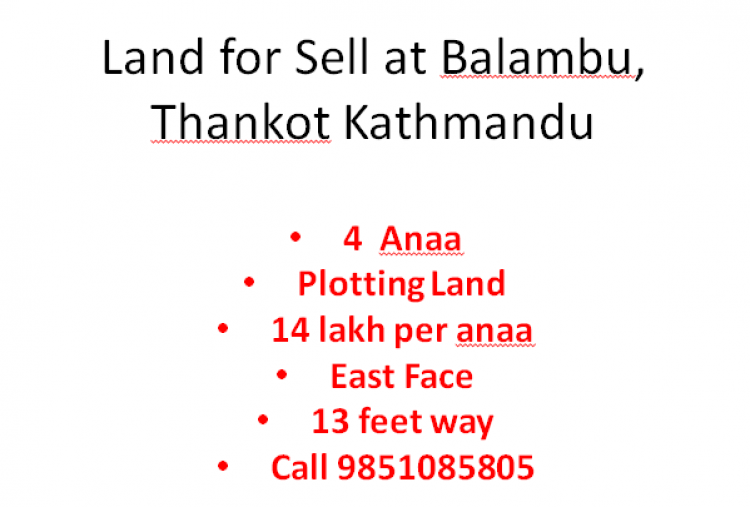Land for sell Balambu thankot 4 anaa.PN